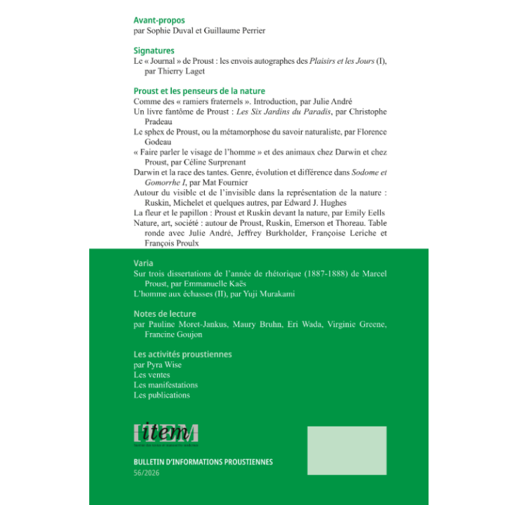 Bulletin d'informations proustiennes N° 56 – 2026